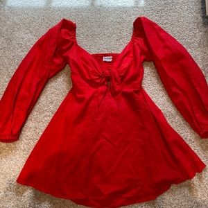 Charlie Holiday Red Linen Mini Dress